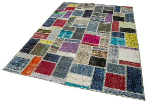 Kirk Yama Grey Patchwork Cotton Wool Handmade Area Rug 5'8'' x 8'0''