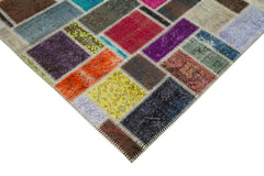 Kirk Yama Grey Patchwork Cotton Wool Handmade Area Rug 5'9'' x 8'0''