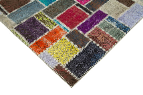 Kirk Yama Grey Patchwork Cotton Wool Handmade Area Rug 5'9'' x 8'0''