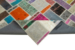 Kirk Yama Grey Patchwork Cotton Wool Handmade Area Rug 5'9'' x 8'0''