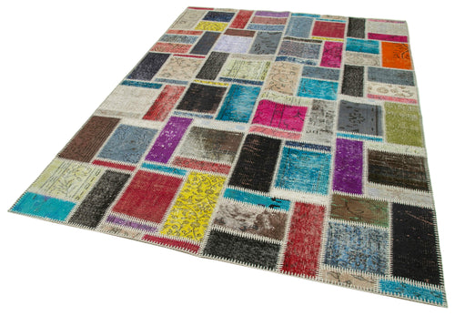 Kirk Yama Grey Patchwork Cotton Wool Handmade Area Rug 5'9'' x 8'0''