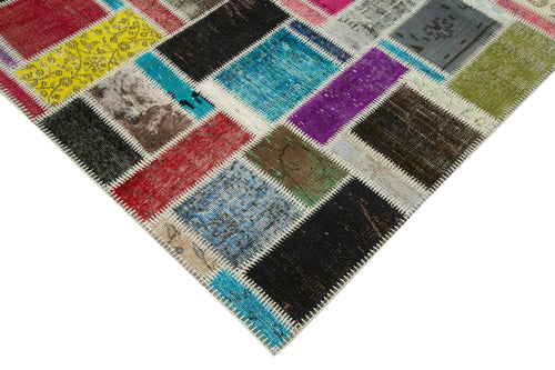 Kirk Yama Grey Patchwork Cotton Wool Handmade Area Rug 5'9'' x 8'0''