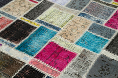 Kirk Yama Grey Patchwork Cotton Wool Handmade Area Rug 5'9'' x 8'0''