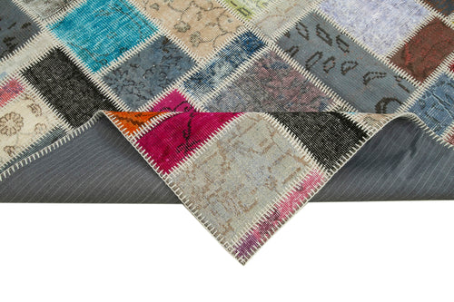 Kirk Yama Grey Patchwork Cotton Wool Handmade Area Rug 5'9'' x 8'0''