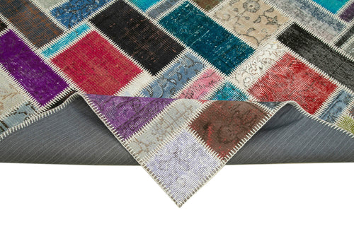 Kirk Yama Grey Patchwork Cotton Wool Handmade Area Rug 5'8'' x 7'9''