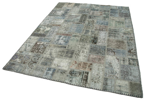 Kirk Yama Grey Patchwork Cotton Wool Handmade Area Rug 5'8'' x 7'9''