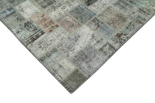 Kirk Yama Grey Patchwork Cotton Wool Handmade Area Rug 5'8'' x 7'9''