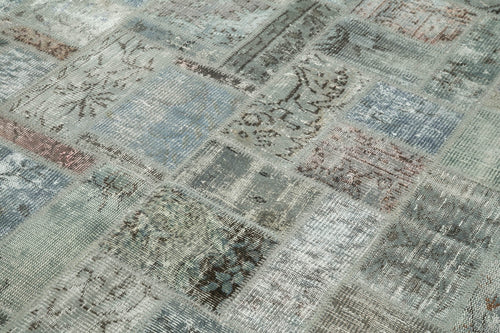 Kirk Yama Grey Patchwork Cotton Wool Handmade Area Rug 5'8'' x 7'9''