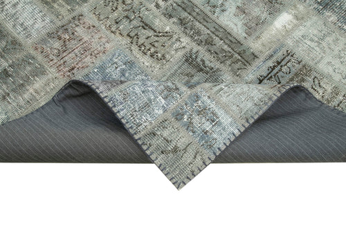 Kirk Yama Grey Patchwork Cotton Wool Handmade Area Rug 5'8'' x 7'9''
