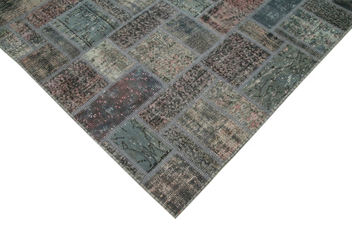 Kirk Yama Grey Patchwork Cotton Wool Handmade Area Rug 5'7'' x 7'10''