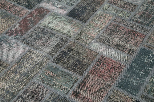 Kirk Yama Grey Patchwork Cotton Wool Handmade Area Rug 5'7'' x 7'10''