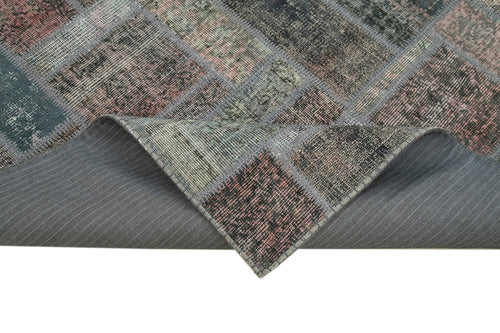 Kirk Yama Grey Patchwork Cotton Wool Handmade Area Rug 5'7'' x 7'10''