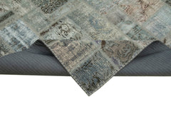 Handmade Area Rug - Kirk Yama Grey Patchwork Cotton Wool Vintage Carpet 5'7''x7'10''