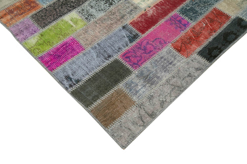 Kirk Yama Grey Patchwork Cotton Wool Handmade Area Rug 5'10'' x 7'11''
