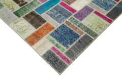 Kirk Yama Grey Patchwork Cotton Wool Handmade Area Rug 5'9'' x 8'4''