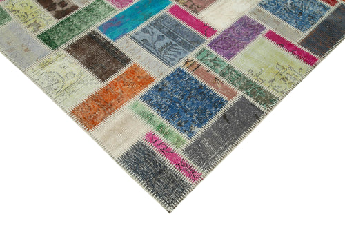 Kirk Yama Grey Patchwork Cotton Wool Handmade Area Rug 5'9'' x 8'4''
