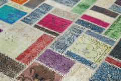 Kirk Yama Grey Patchwork Cotton Wool Handmade Area Rug 5'9'' x 8'4''