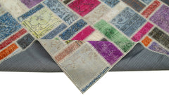 Kirk Yama Grey Patchwork Cotton Wool Handmade Area Rug 5'9'' x 8'4''