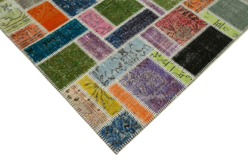 Kirk Yama Grey Patchwork Cotton Wool Handmade Area Rug 5'5'' x 8'4''