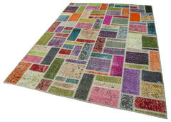 Kirk Yama Grey Patchwork Cotton Wool Handmade Area Rug 5'9'' x 8'4''