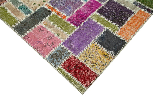 Kirk Yama Grey Patchwork Cotton Wool Handmade Area Rug 5'9'' x 8'4''