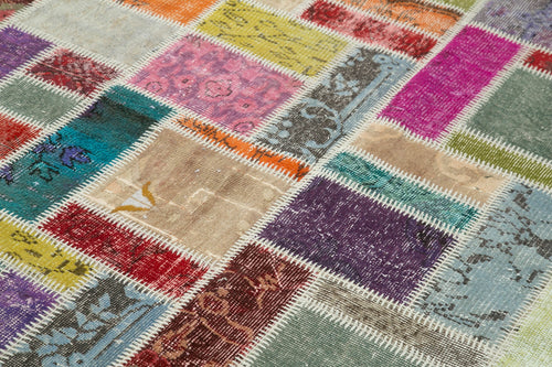 Kirk Yama Grey Patchwork Cotton Wool Handmade Area Rug 5'9'' x 8'4''