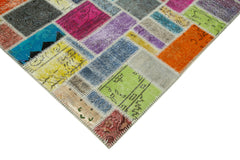 Kirk Yama Grey Patchwork Cotton Wool Handmade Area Rug 5'6'' x 8'2''
