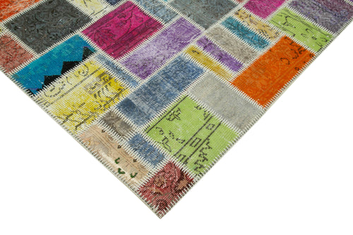 Kirk Yama Grey Patchwork Cotton Wool Handmade Area Rug 5'6'' x 8'2''