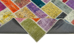 Kirk Yama Grey Patchwork Cotton Wool Handmade Area Rug 5'6'' x 8'2''