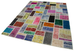 Kirk Yama Grey Patchwork Cotton Wool Handmade Area Rug 5'8'' x 7'10''