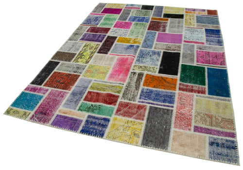 Kirk Yama Grey Patchwork Cotton Wool Handmade Area Rug 5'8'' x 7'10''