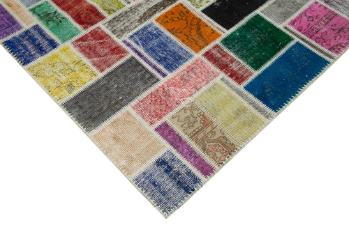 Kirk Yama Grey Patchwork Cotton Wool Handmade Area Rug 5'8'' x 7'10''