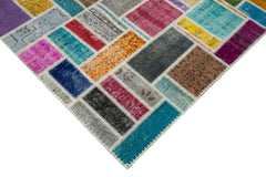 Kirk Yama Grey Patchwork Cotton Wool Handmade Area Rug 5'9'' x 7'9''