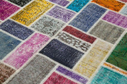 Kirk Yama Grey Patchwork Cotton Wool Handmade Area Rug 5'9'' x 7'9''