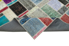 Handmade Area Rug | Grey Patchwork Turkish Wool Carpet 5'9''x8'1'' | Cotton Wool Rug