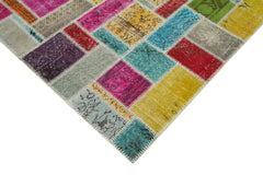 Kirk Yama Grey Patchwork Cotton Wool Handmade Area Rug 5'8'' x 8'4''