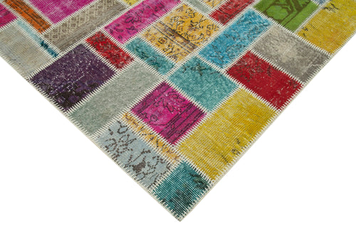 Kirk Yama Grey Patchwork Cotton Wool Handmade Area Rug 5'8'' x 8'4''