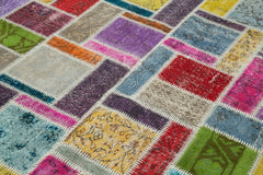 Kirk Yama Grey Patchwork Cotton Wool Handmade Area Rug 5'8'' x 8'4''