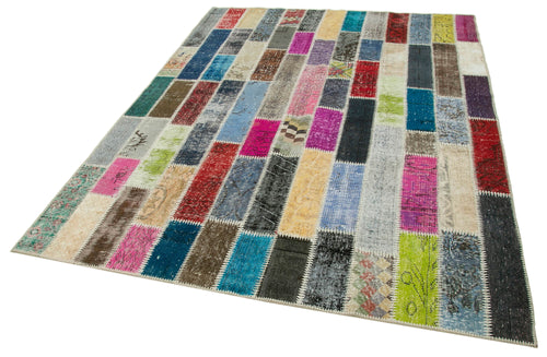 Kirk Yama Grey Patchwork Cotton Wool Handmade Area Rug 6'0'' x 7'11''