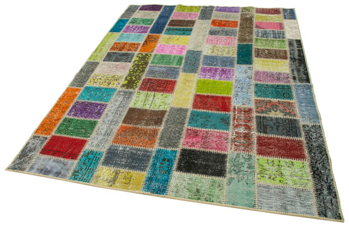 Kirk Yama Grey Patchwork Cotton Wool Handmade Area Rug 5'9'' x 7'11''