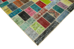 Kirk Yama Grey Patchwork Cotton Wool Handmade Area Rug 5'9'' x 7'11''
