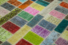 Kirk Yama Grey Patchwork Cotton Wool Handmade Area Rug 5'9'' x 7'11''
