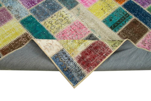Kirk Yama Grey Patchwork Cotton Wool Handmade Area Rug 5'9'' x 7'11''