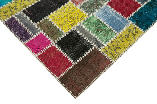 Kirk Yama Grey Patchwork Cotton Wool Handmade Area Rug 5'9'' x 7'9''