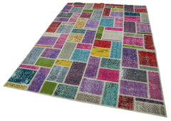 Kirk Yama Grey Patchwork Cotton Wool Handmade Area Rug 5'6'' x 8'3''