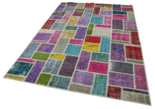Kirk Yama Grey Patchwork Cotton Wool Handmade Area Rug 5'6'' x 8'3''