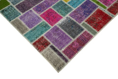 Kirk Yama Grey Patchwork Cotton Wool Handmade Area Rug 5'6'' x 8'3''