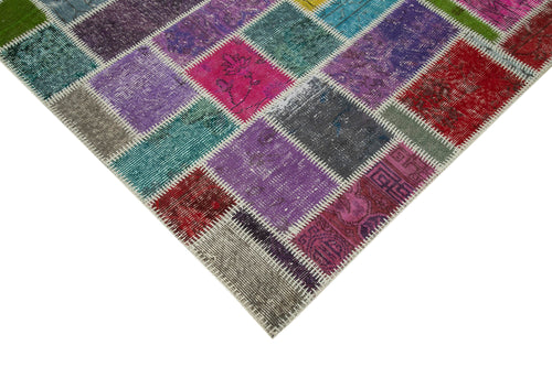 Kirk Yama Grey Patchwork Cotton Wool Handmade Area Rug 5'6'' x 8'3''