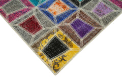 Kirk Yama Grey Patchwork Cotton Wool Handmade Area Rug 6'3'' x 9'1''