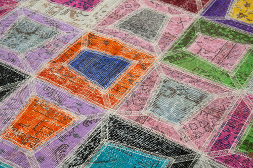 Kirk Yama Grey Patchwork Cotton Wool Handmade Area Rug 6'3'' x 9'1''